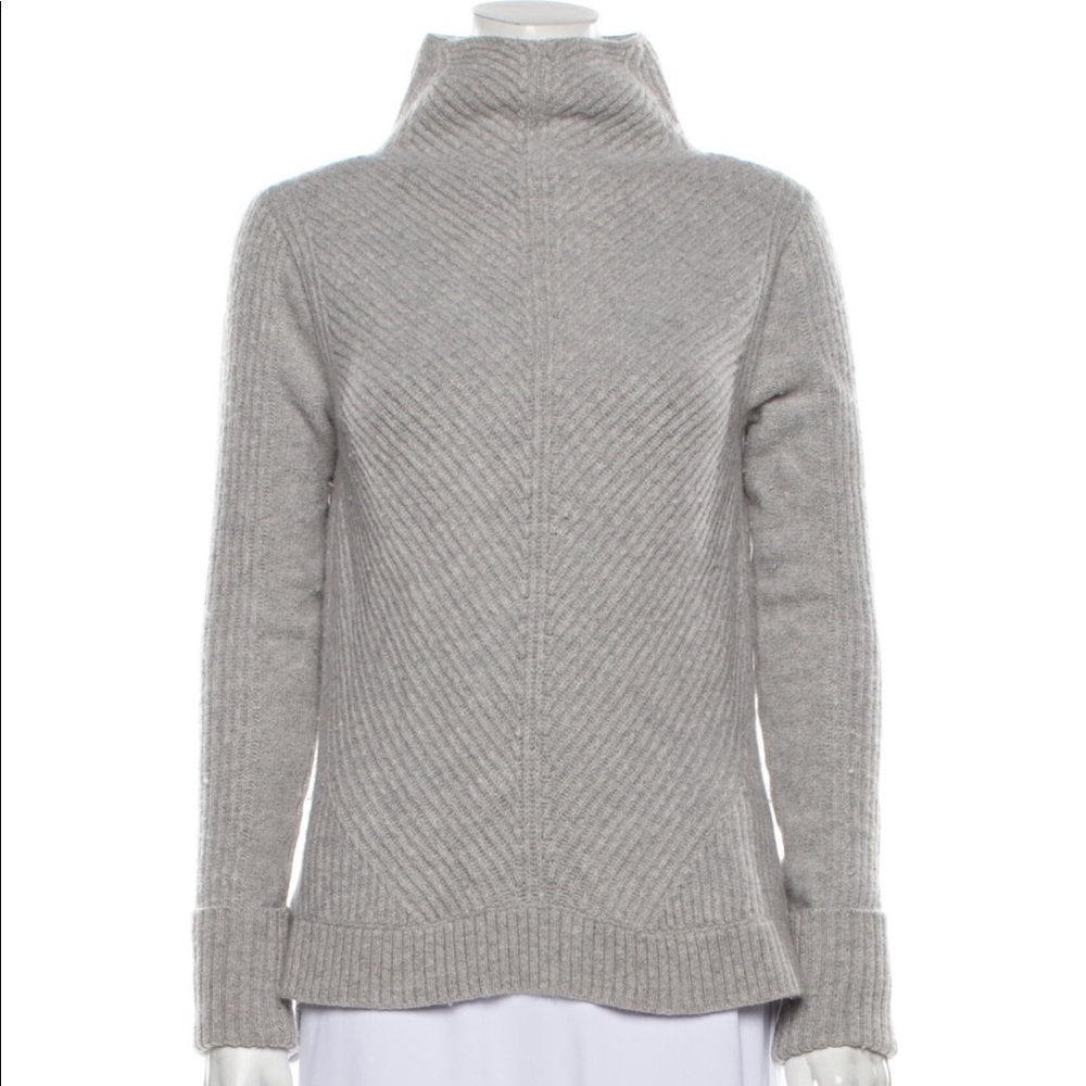 Vince Cashmere Directional Rib Turtleneck Sweater